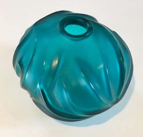 LALIQUE SOLIFLORE B ROYAL PALM TURQOISE VASE